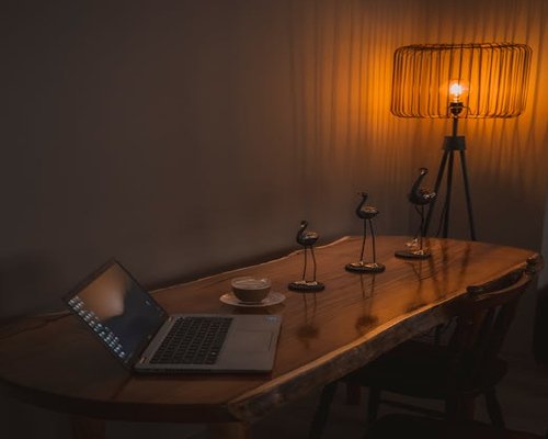 warm ambient lighting in home office
